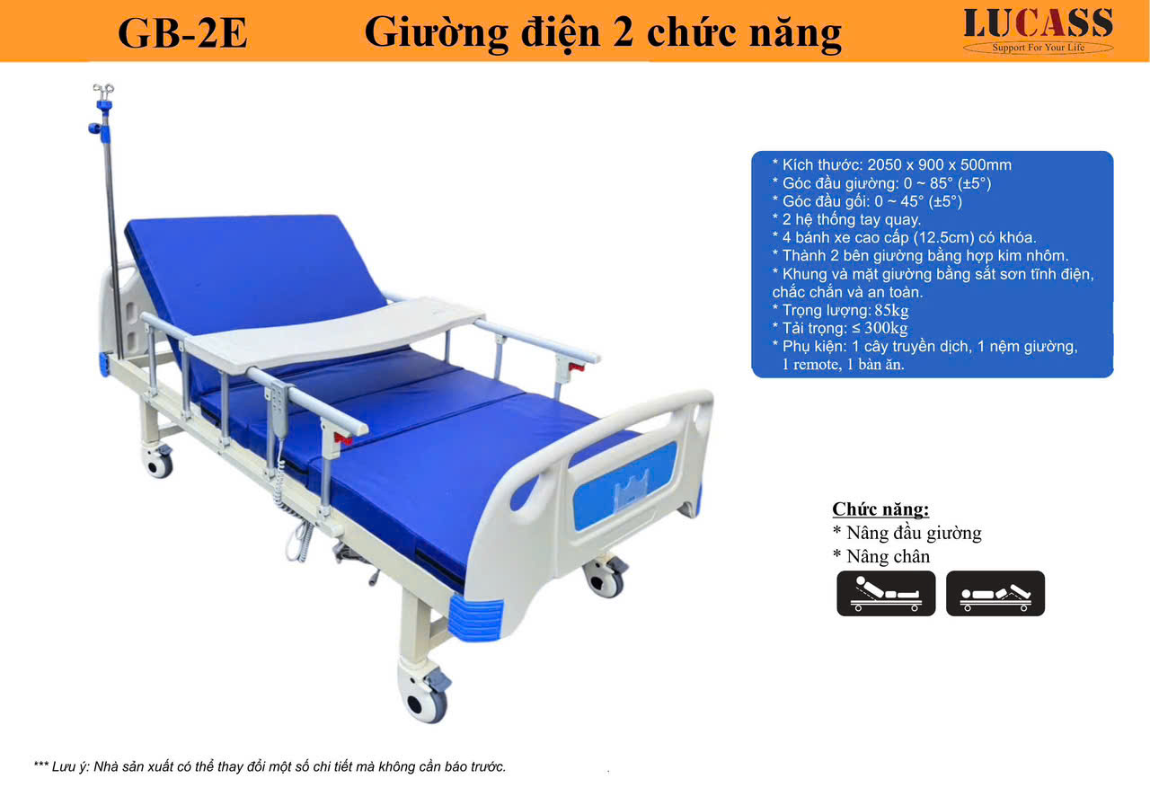 Giường y tế sử dụng điện 2 chức năng Lucass Gb-2D